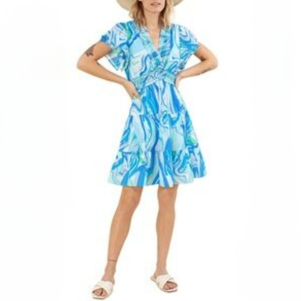 HaleBob Blue Abstract Dress M